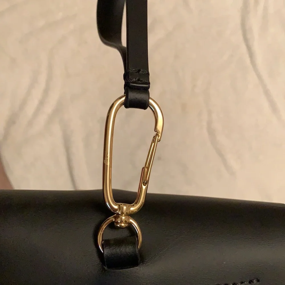 Zac Posen Black Leather Wristlet with Gold Hardware